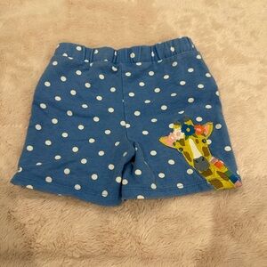 Mini Boden 12-24 Blue Polka Dot Shorts with Giraffe appliqué